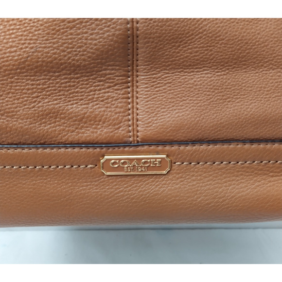 Coach Park Brown Leather Double Handles Zipper Closure Tote Bag - Picture 4 of 16